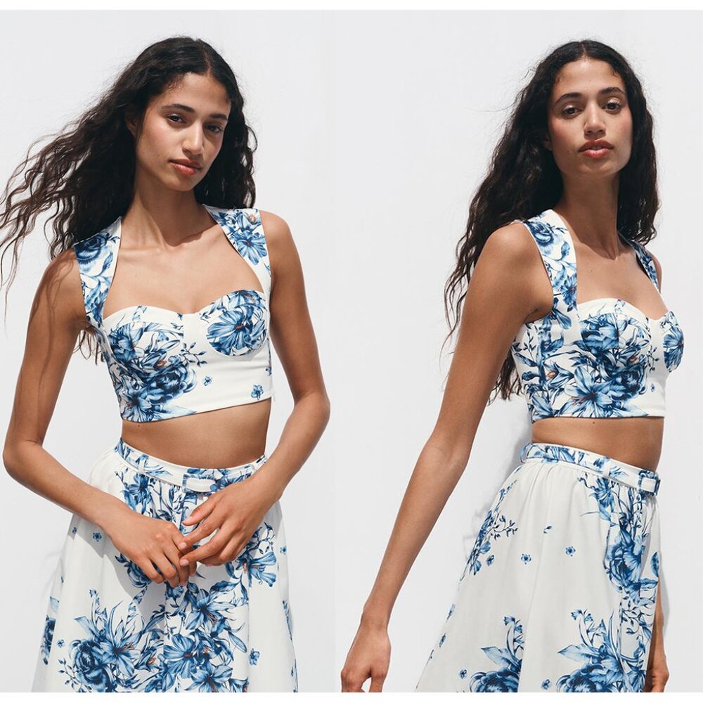 NEW ZARA printed crop top 5039 size L